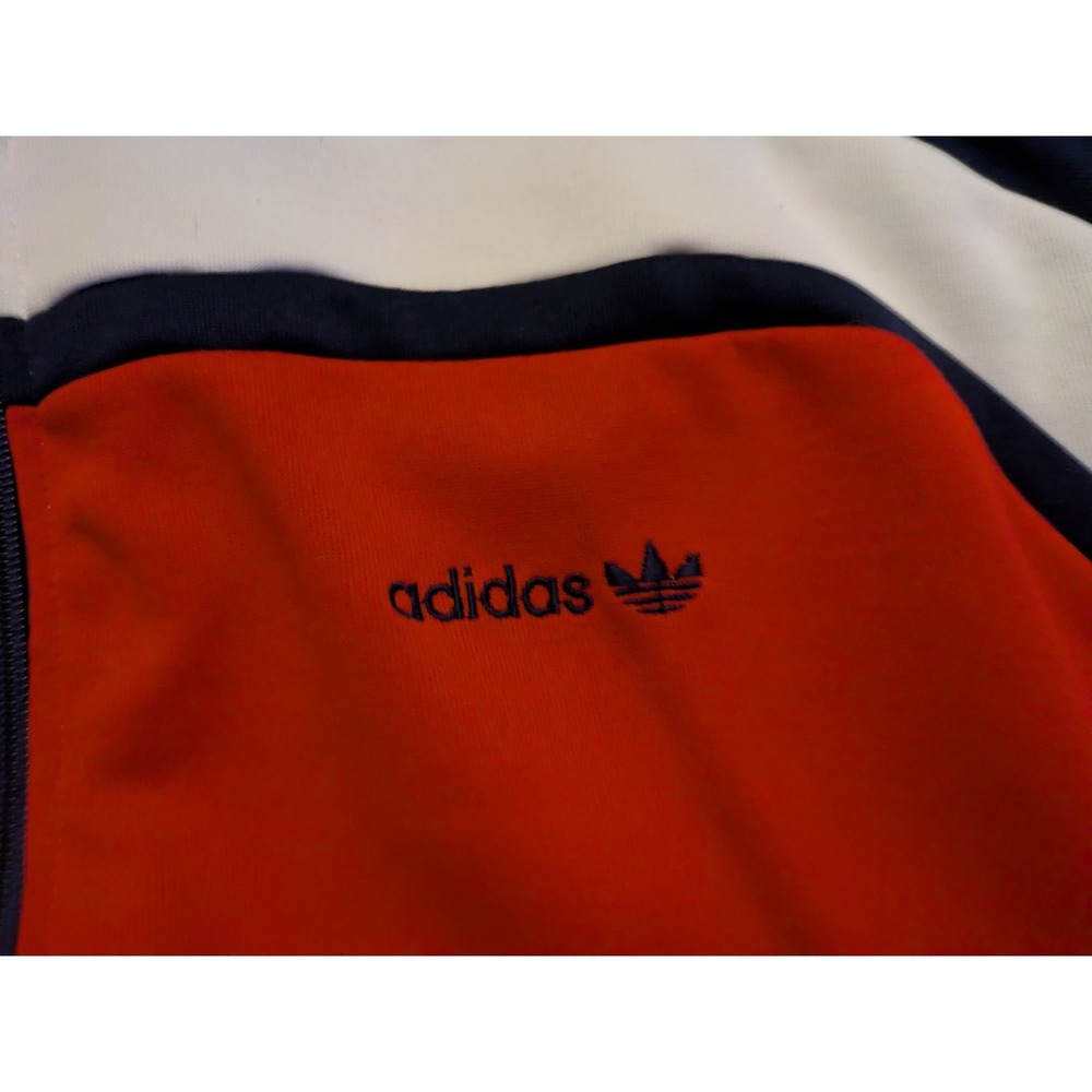 1970 Retro Adidas Track Jacket Red Navy White 3 Stripe Zip Up Taiwan Large - Picture 3 of 5
